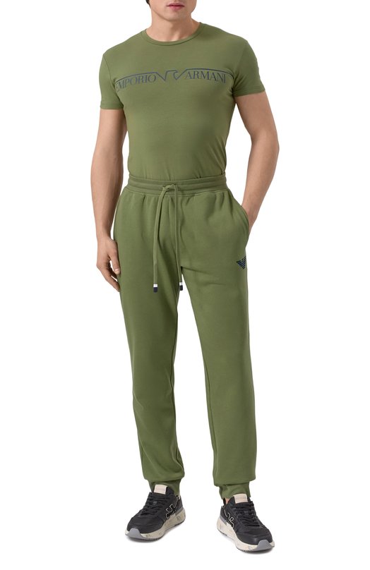Хлопковая футболка Emporio Armani 111035/4F516 Хаки  111035/4F516 Фото 2