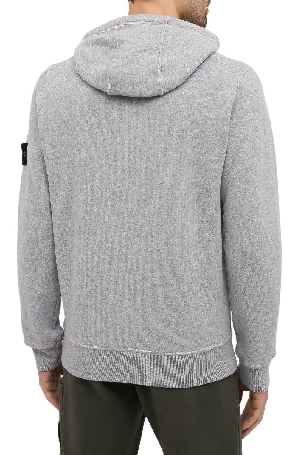 Хлопковое худи STONE ISLAND светло-серого цвета по цене 27800 руб., арт. 731564120, фото 4 Хлопковое худи STONE ISLAND, арт. 731564120, фото 4
