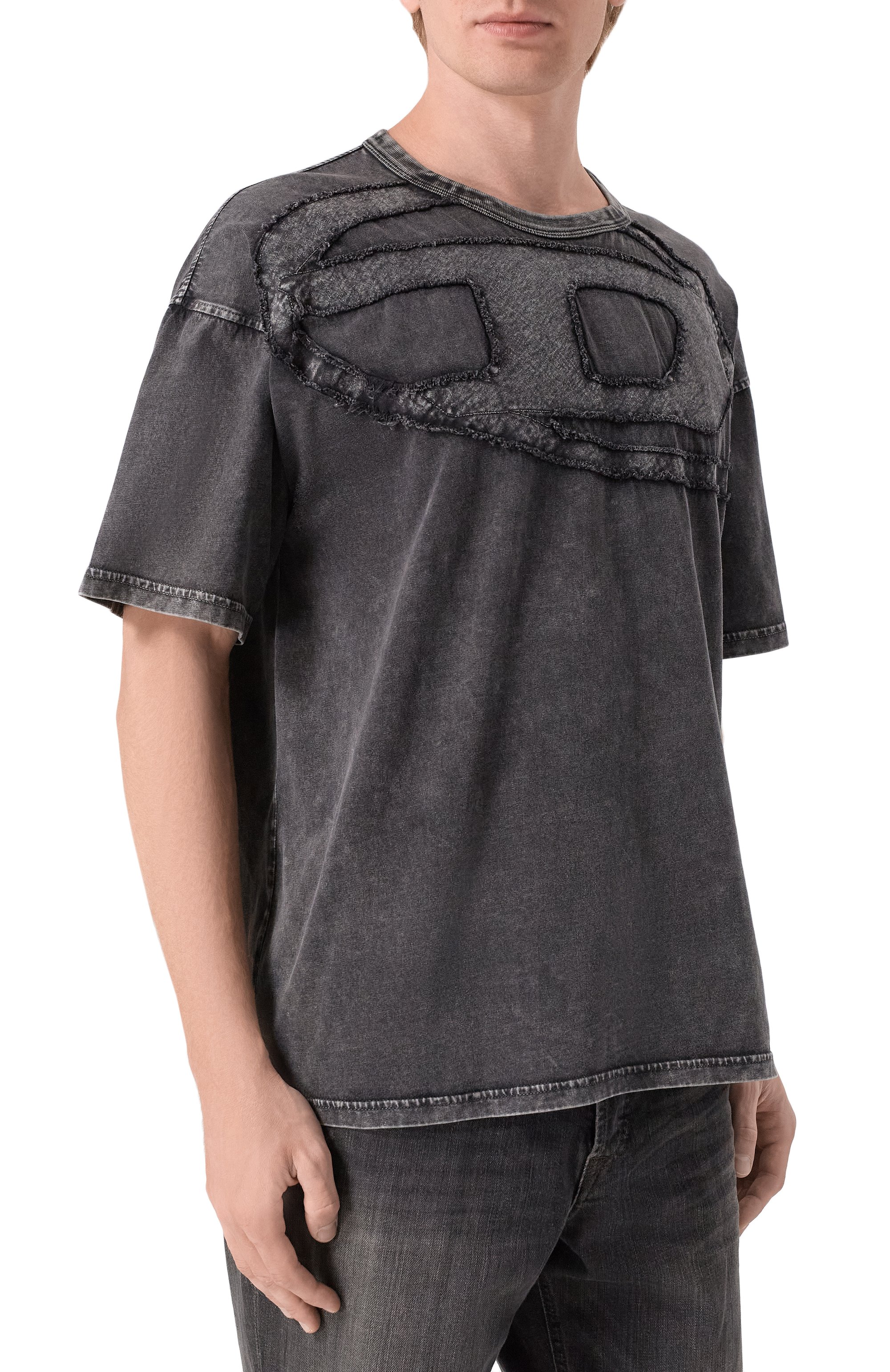 Хлопковая футболка DIESEL темно-серого цвета по цене 13600 руб., арт. A19545/0HGBX, фото 3 Хлопковая футболка DIESEL, арт. A19545/0HGBX, фото 3