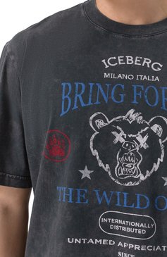 Мужская хлопковая футболка ICEBERG темно-серого цвета, арт. F02C/6335 | Фото 5 (Длина (для топов): Стандартные; Рукава: Короткие; Материал внешний: Хлопок; Принт: С принтом; Стили: Кэжуэл; Кросс-КТ: Джерси; Мужское Кросс-КТ: Футболка-одежда)