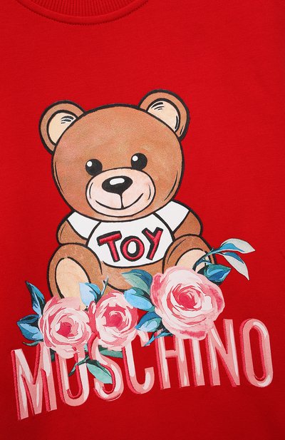 Хлопковое платье MOSCHINO красного цвета по цене 15200 руб., арт. H1V064/LDA16/4A-8A, фото 3 Хлопковое платье MOSCHINO, арт. H1V064/LDA16/4A-8A, фото 3