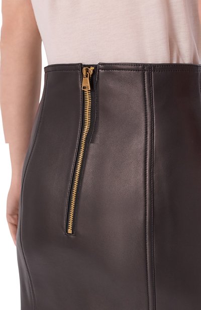 Кожаная юбка BALMAIN черного цвета по цене 262500 руб., арт. HF1LBB54/LE35, фото 5 Кожаная юбка BALMAIN, арт. HF1LBB54/LE35, фото 5