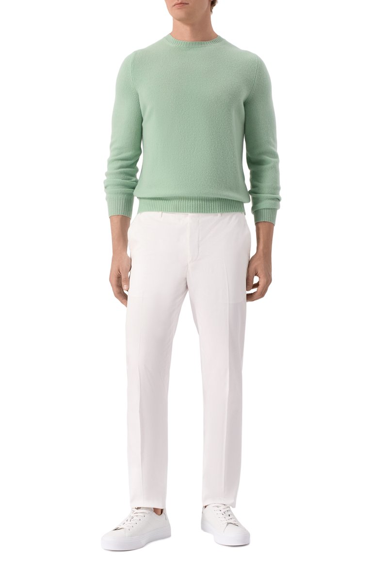 Мужские хлопковые брюки CORNELIANI белого цвета, арт. 254B01-2514517 | Фото 2 (Длина (брюки, джинсы): Стандартные; Материал внешний: Хлопок; Силуэт М (брюки): Чиносы; Случай: Повседневный; Стили: Кэжуэл)