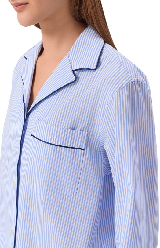 Хлопковая рубашка Officine Generale S26WSHI003 Голубой  S26WSHI003 Фото 5