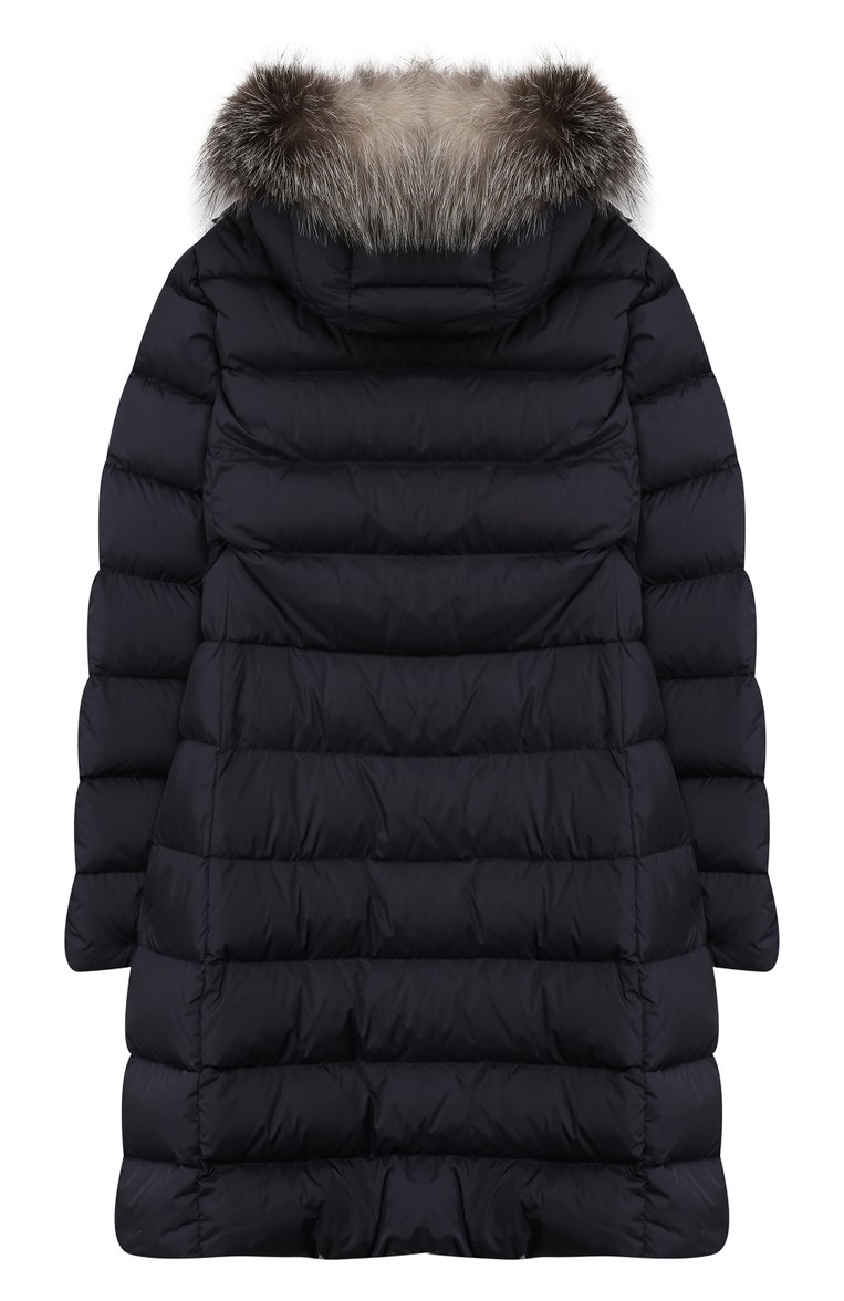 Детская пуховик с капюшоном MONCLER ENFANT синего цвета, арт. E2-954-49921-25-68352/12-14A | Фото 2 (Материал подклада: Синтетический материал; Материал внешний: Синтетический материал; Статус проверки: Проверено, Проверена категория; Рукава: Длинные; Материал утеплителя: Пух и перо; Девочки Кросс-КТ: Пуховик-верхняя одежда; Кросс-КТ: Зима; Драгоценные камни: Проставлено; Материал сплава: Проставлено, Проверено; Ростовка одежда: 16 лет | 164 см)