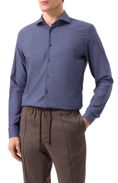 Хлопковая сорочка CORNELIANI синего цвета по цене 41450 руб., арт. 94P002-9411520, фото 3 Хлопковая сорочка CORNELIANI, арт. 94P002-9411520, фото 3