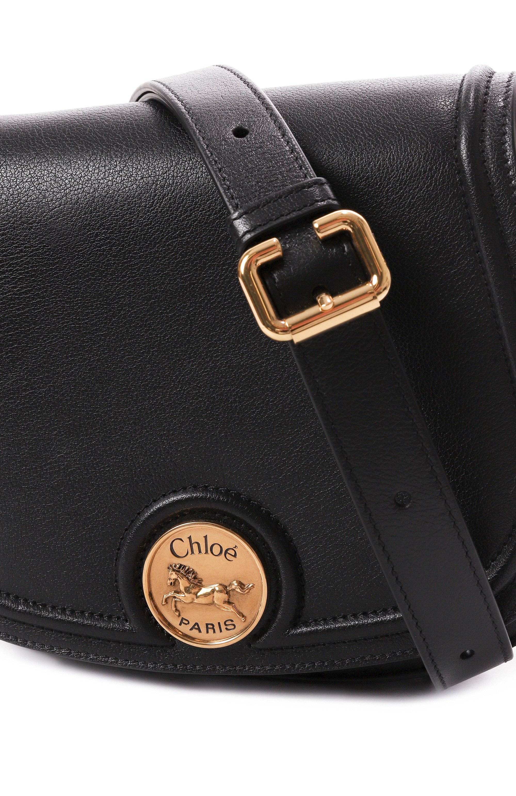 Сумка horse medal CHLOÉ черного цвета по цене 226500 руб., арт. CH25AS790037, фото 3 Сумка horse medal CHLOÉ, арт. CH25AS790037, фото 3