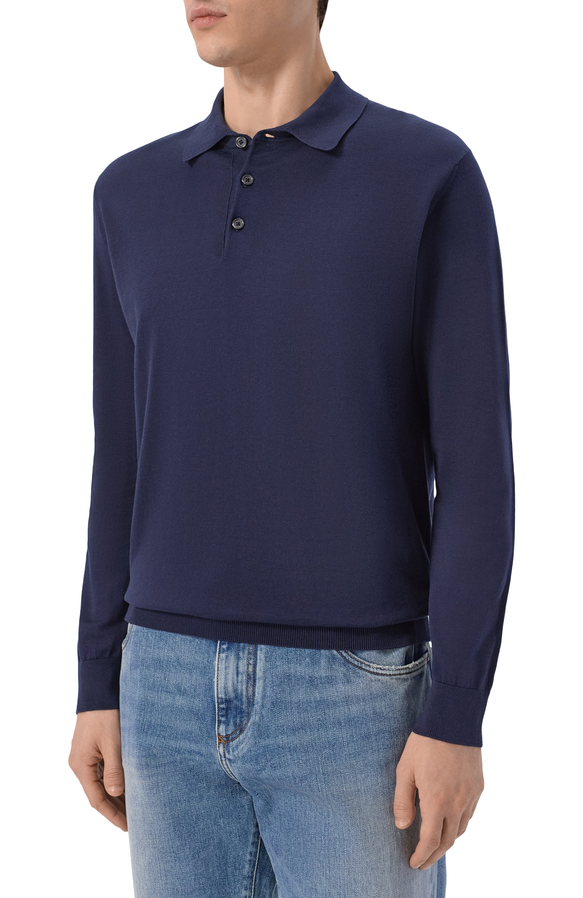 Хлопковое поло ANDREA CAMPAGNA темно-синего цвета по цене 39950 руб., арт. M5426-8061, фото 3 Хлопковое поло ANDREA CAMPAGNA, арт. M5426-8061, фото 3