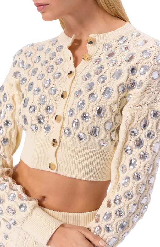 Хлопковый кардиган Giuseppe di Morabito 06PSKNT384CR 16403 Кремовый  06PSKNT384CR 16403 Фото 5