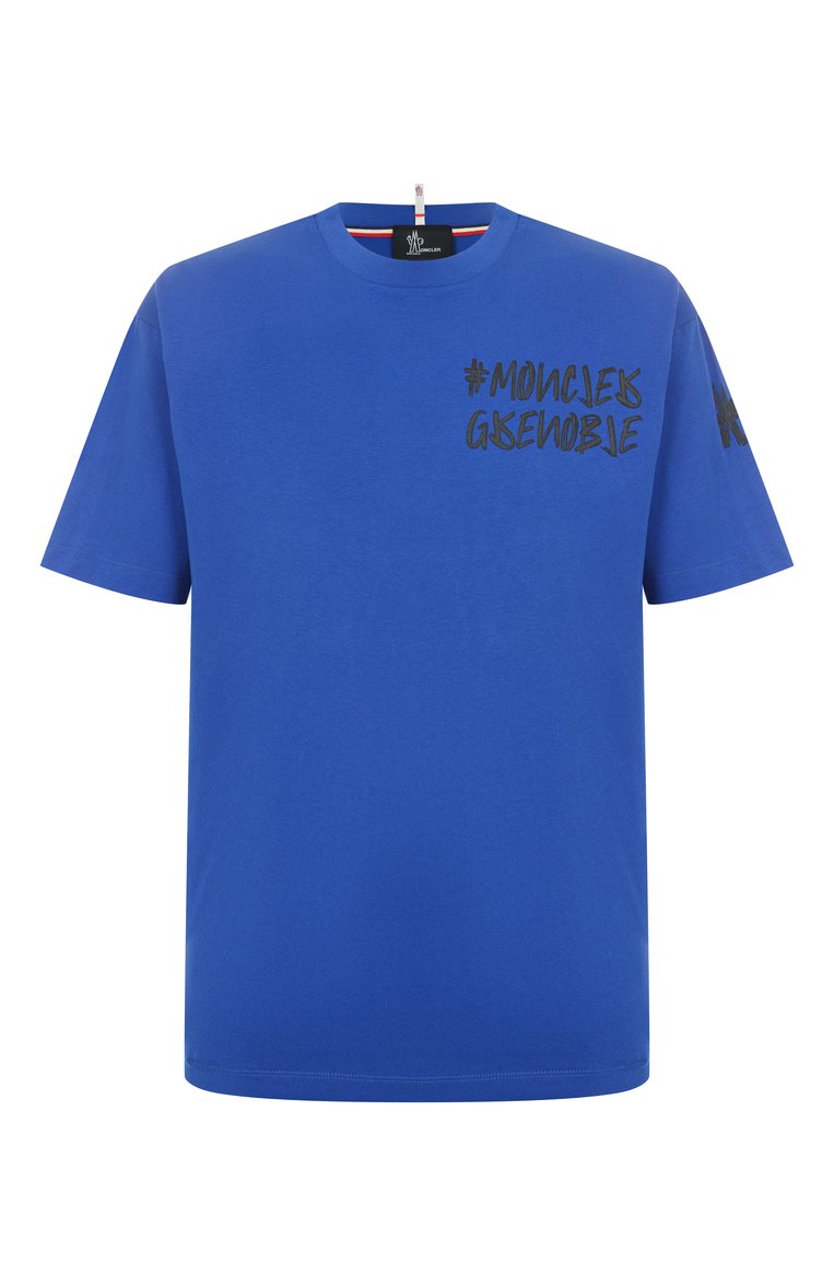 Мужская хлопковая футболка MONCLER GRENOBLE синего цвета, арт. 8C00001/8390T/749 | Фото 1 (Длина (для топов): Стандартные; Материал внешний: Хлопок; Рукава: Короткие; Принт: С принтом; Стили: Спорт-шик; Мужское Кросс-КТ: Футболка-одежда; Кросс-КТ: Джерси; Автоматизация состава: Проставлено; Детали: Без декора; Автоматизация ТО: Проставлено)