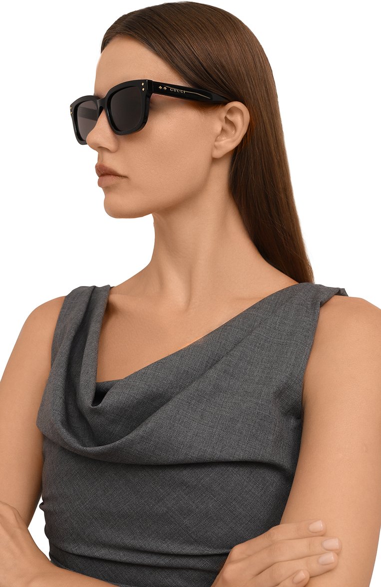 Женские солнцезащитные очки GUCCI черного цвета, арт. GG1605SK 001 | Фото 2 (Нос: Не проставлено; Региональные ограничения белый список (Axapta Mercury): Не проставлено; Тип очков: С/з; Материал: Пластик; Очки форма: Квадратные)