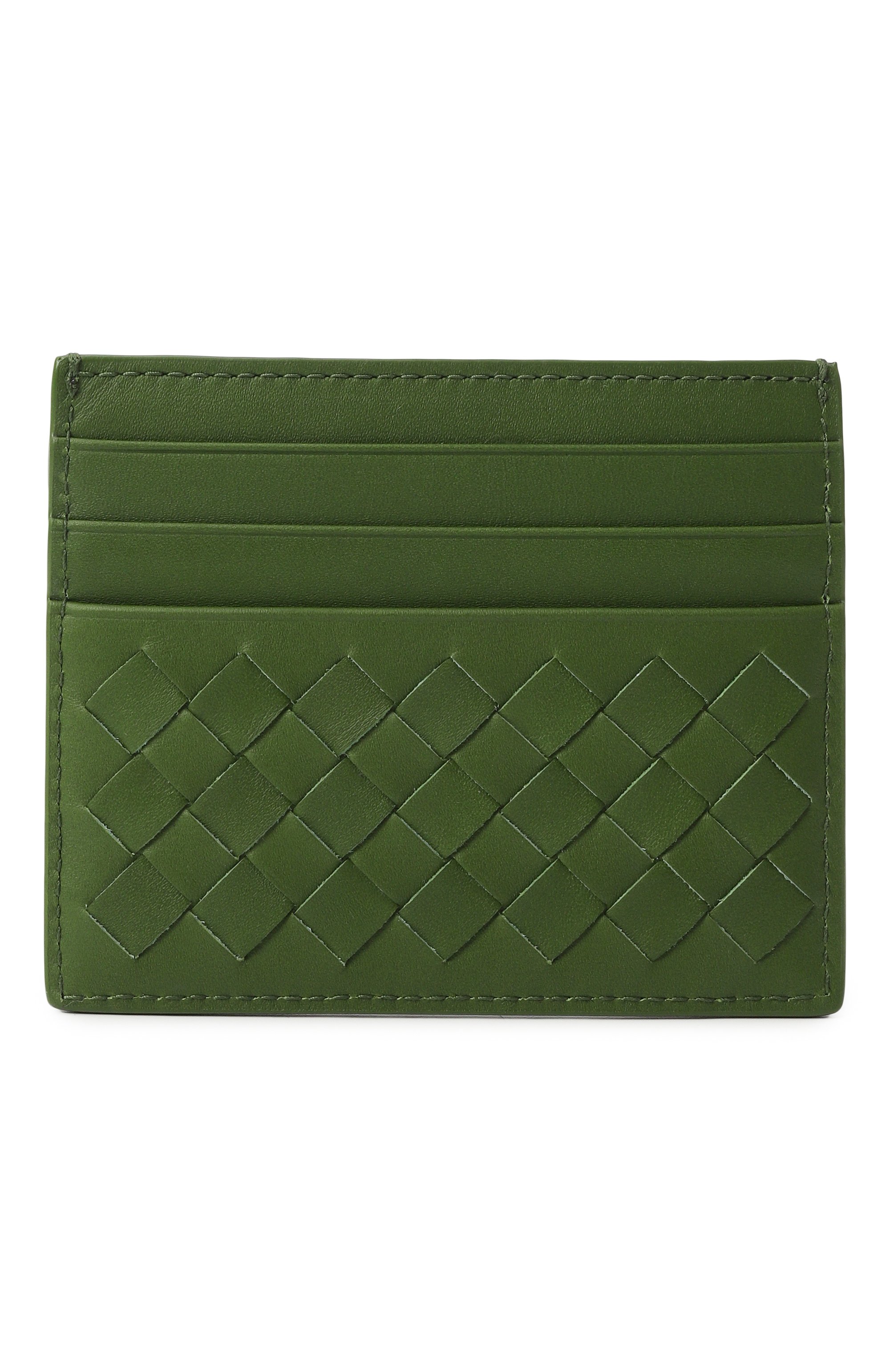 Кожаный футляр для кредитных карт BOTTEGA VENETA зеленого цвета по цене 41650 руб., арт. 522326/V47W1, фото 1 Кожаный футляр для кредитных карт BOTTEGA VENETA, арт. 522326/V47W1, фото 1