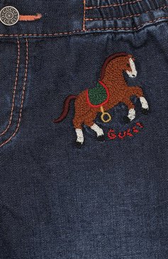 Детские джинсовые шорты GUCCI синего цвета, арт. 591306/XDAZD | Фото 3 (Кросс-КТ: Деним; Материал сплава: Проставлено; Нос: Не проставлено; Материал внешний: Хлопок; Ростовка одежда: 18 мес | 86 см, 3 года | 98 см)