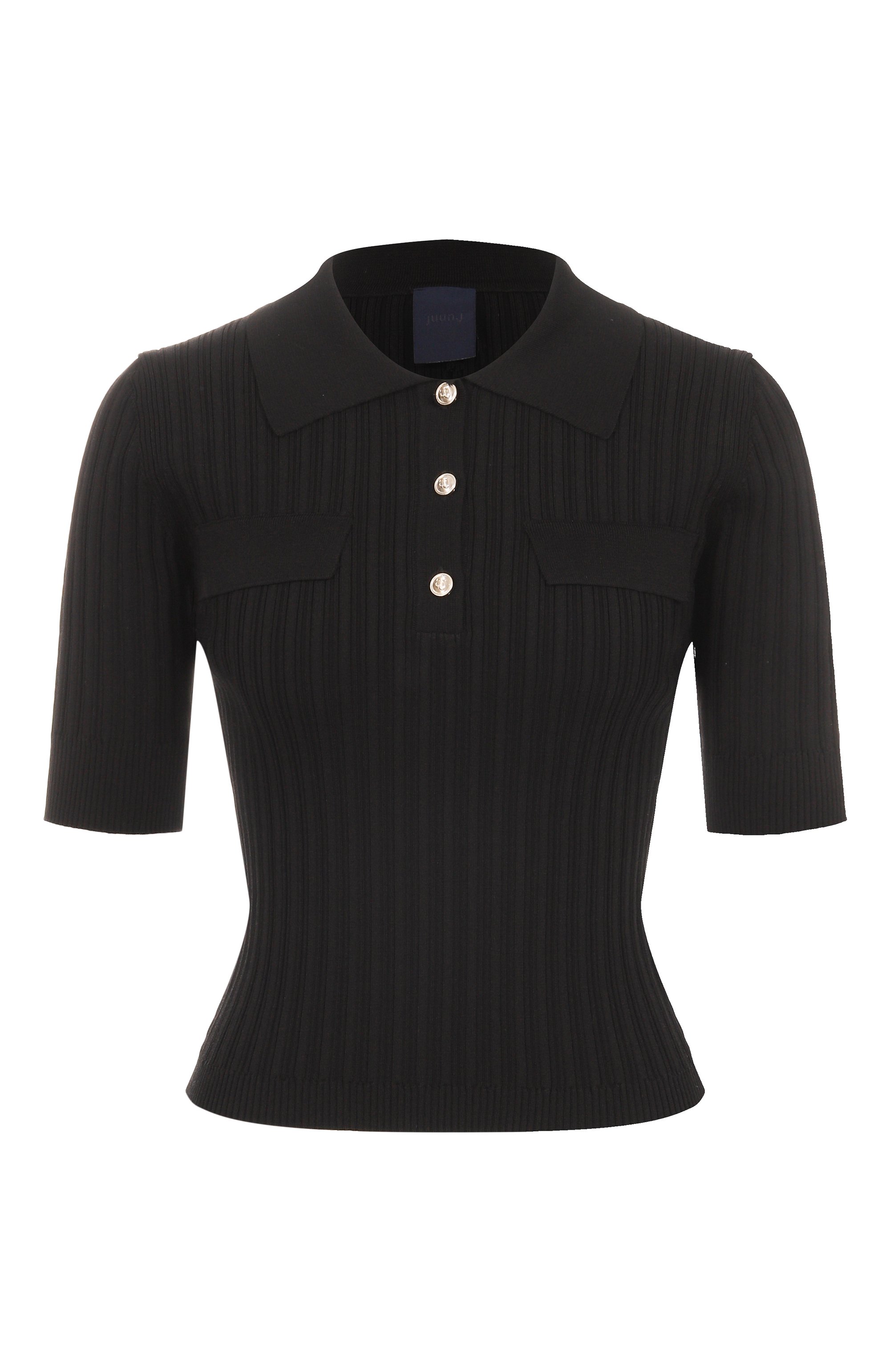 Поло из вискозы и хлопка JUUN.J черного цвета по цене 43550 руб., арт. JW5851W04, фото 1 Поло из вискозы и хлопка JUUN.J, арт. JW5851W04, фото 1