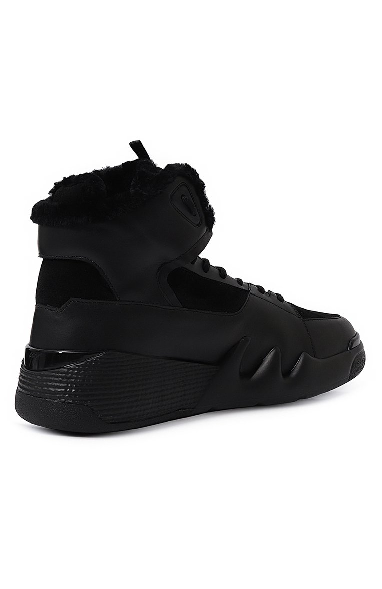 Мужские кожаные кеды talon winter GIUSEPPE ZANOTTI DESIGN черного цвета, арт. RU20069 | Фото 5 (Подошва: Массивная; Материал утеплителя: Натуральный мех; Стили: Классический; Материал внешний: Натуральная кожа; Кросс-КТ: Высокие)