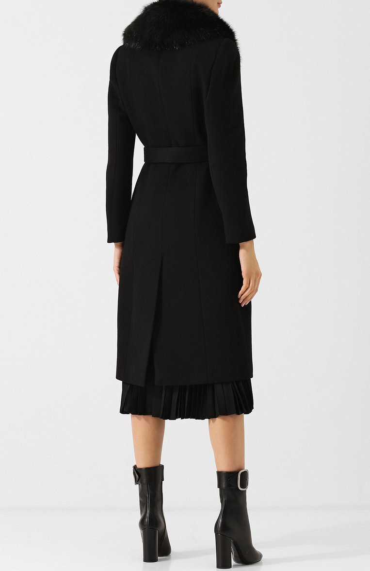 Кашемировое пальто с поясом и меховым воротником ROBERTO CAVALLI, арт. HQQ507/WH020, фото 1