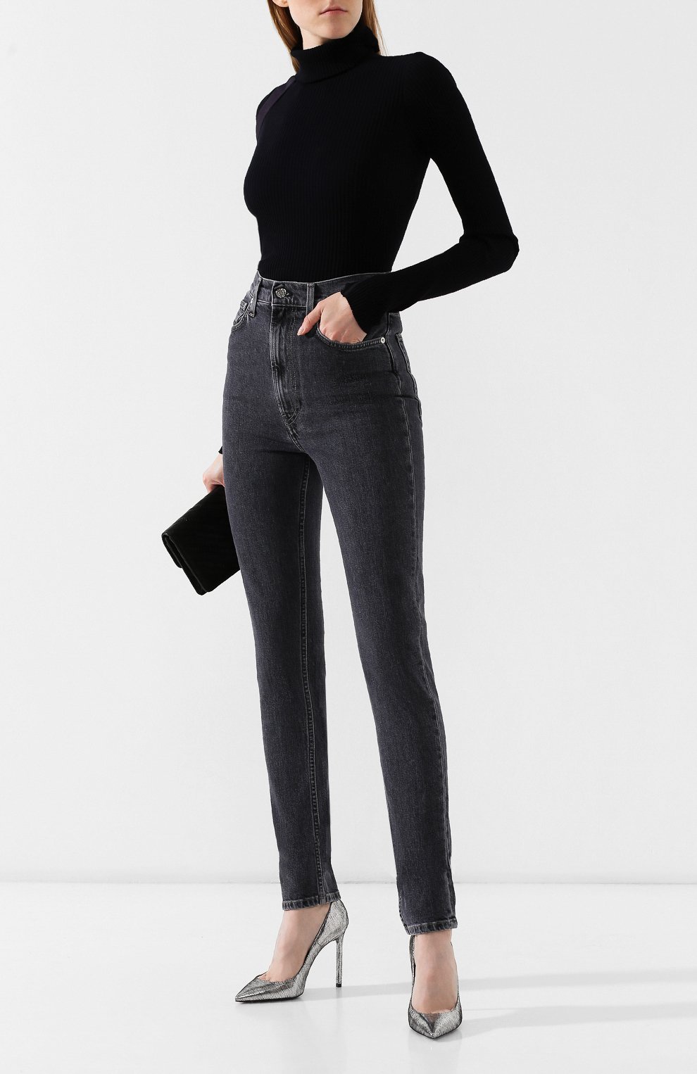 Джинсы HELMUT LANG темно-серого цвета по цене 19650 руб., арт. J05DW203, фото 2 Джинсы HELMUT LANG, арт. J05DW203, фото 2