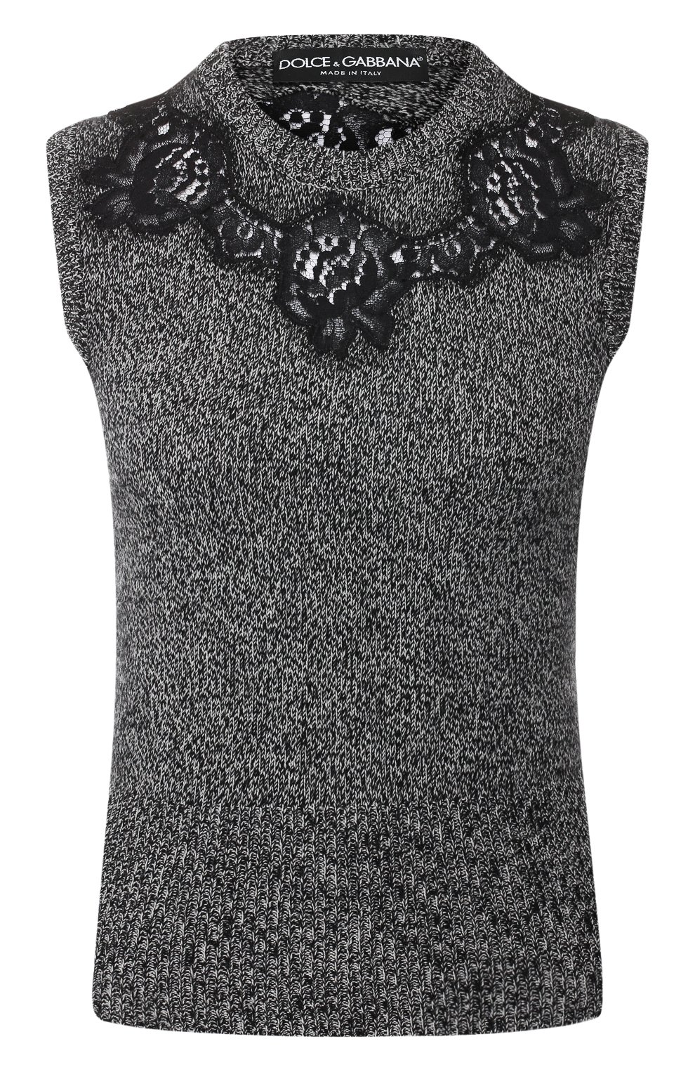 Топ из смеси кашемира и хлопка DOLCE & GABBANA темно-серого цвета по цене 97700 руб., арт. FX535T/JAWQ0, фото 1 Топ из смеси кашемира и хлопка DOLCE & GABBANA, арт. FX535T/JAWQ0, фото 1