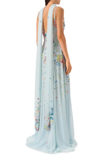 Платье с отделкой бисером ELIE SAAB голубого цвета по цене 1315000 руб., арт. D1138NBC26/BE070, фото 3 Платье с отделкой бисером ELIE SAAB, арт. D1138NBC26/BE070, фото 3