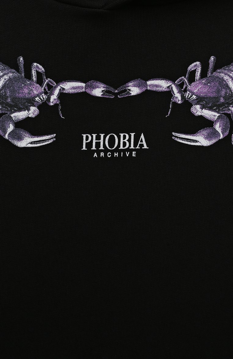 Детский хлопковое худи PHOBIA ARCHIVE черного цвета, арт. PHK00217 | Фото 3 (Рукава: Длинные; Материал внешний: Хлопок; Мальчики Кросс-КТ: Худи-одежда; Материал сплава: Проставлено; Драгоценные камни: Проставлено; Ростовка одежда: 10 - 11 лет | 140 - 146см, 12 лет | 152 см, 13 - 15 лет | 158 см, 8 лет | 128 см)