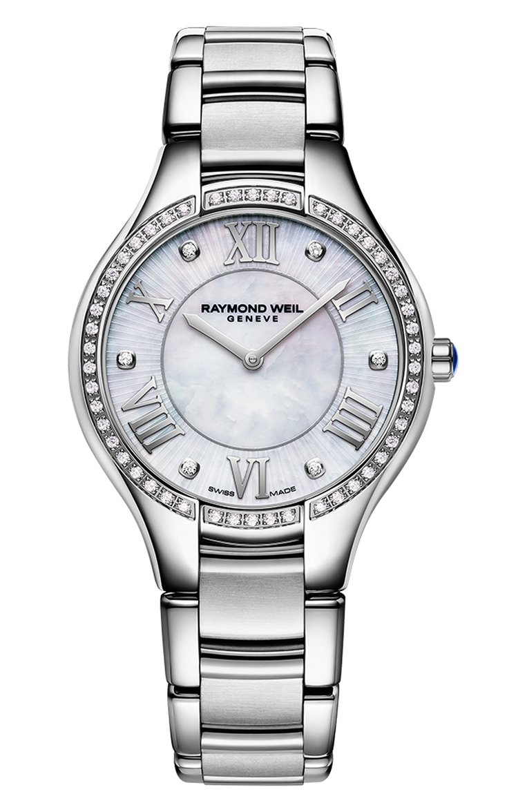 Женские часы noemia RAYMOND WEIL бесцветного цвета, арт. 5132-S2S-00966 | Фото 1 (Нос: Не проставлено; Механизм: Кварц; Региональные ограничения белый список (Axapta Mercury): Не проставлено; Материал корпуса: Сталь; Цвет циферблата: Перламутровый)