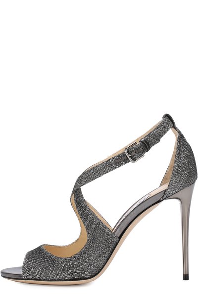 Босоножки emily 100 из металлизированного текстиля на шпильке JIMMY CHOO, арт. EMILY 100/LAG, фото 3