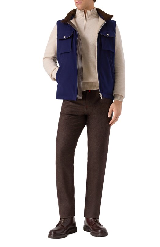 Шерстяные брюки Kiton UPNJSK0124G07 Коричневый  UPNJSK0124G07 Фото 2