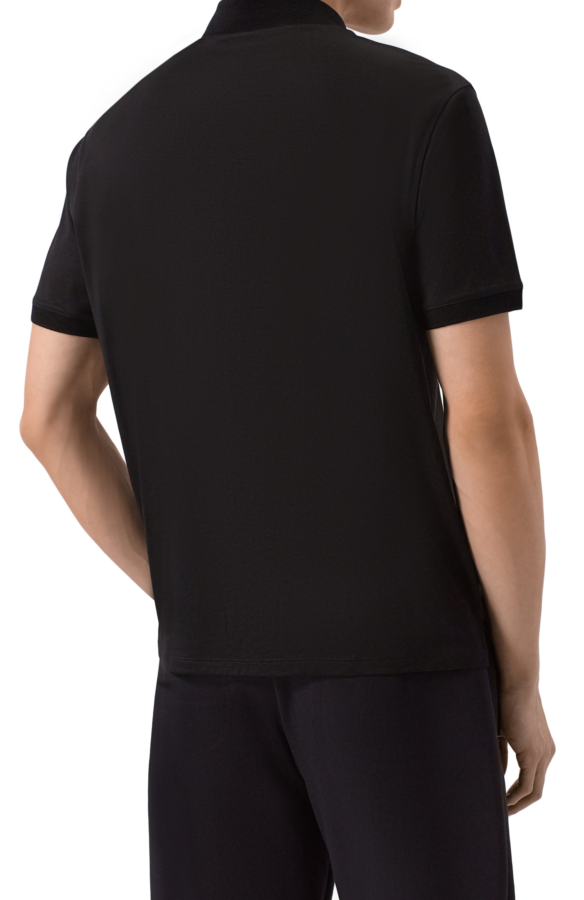 Поло из лиоцелла и хлопка EMPORIO ARMANI черного цвета по цене 18750 руб., арт. EM004588/AF10017, фото 4 Поло из лиоцелла и хлопка EMPORIO ARMANI, арт. EM004588/AF10017, фото 4