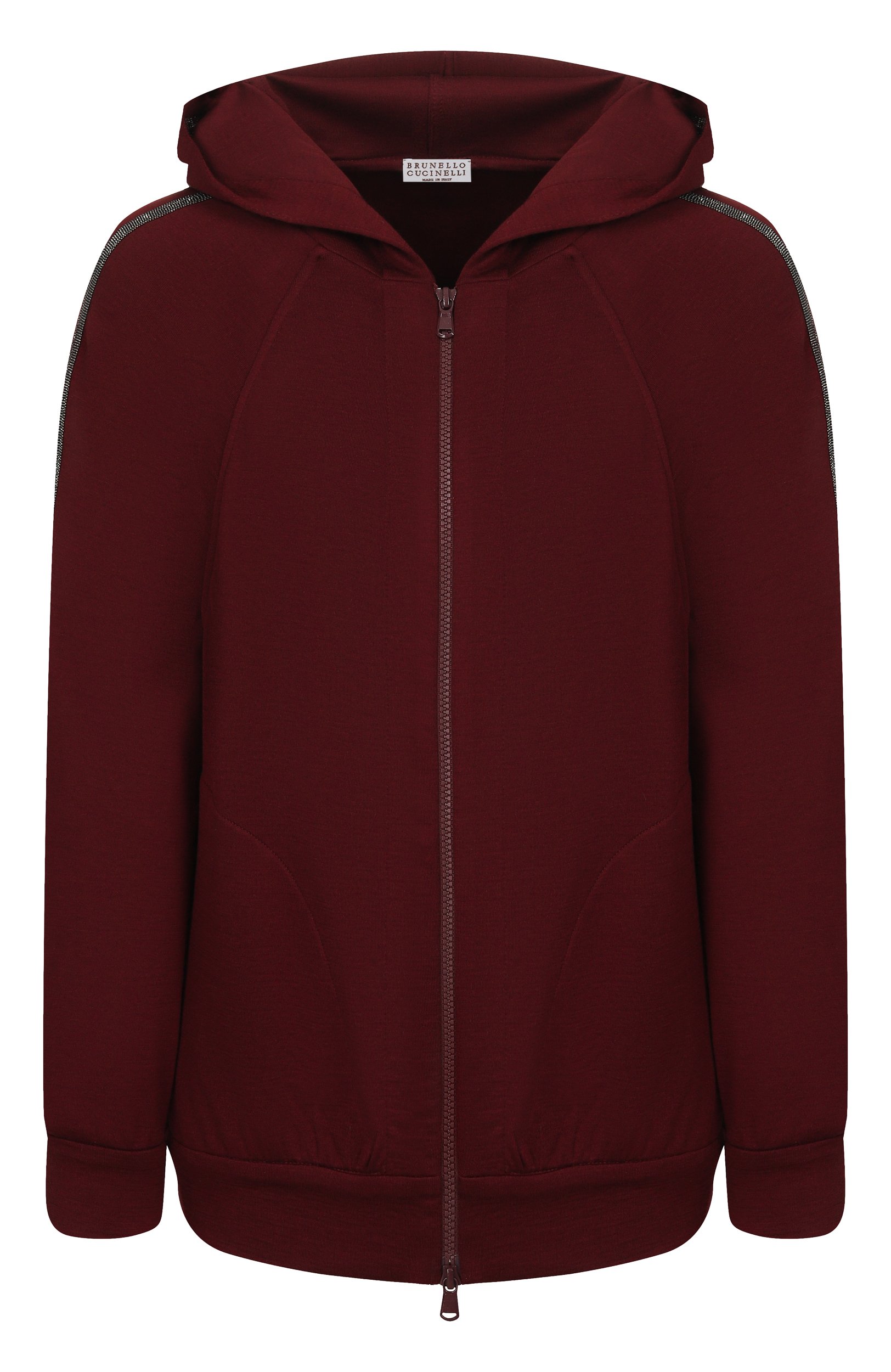 Толстовка из хлопка и шелка BRUNELLO CUCINELLI бордового цвета по цене 228000 руб., арт. MD828SM606, фото 1 Толстовка из хлопка и шелка BRUNELLO CUCINELLI, арт. MD828SM606, фото 1