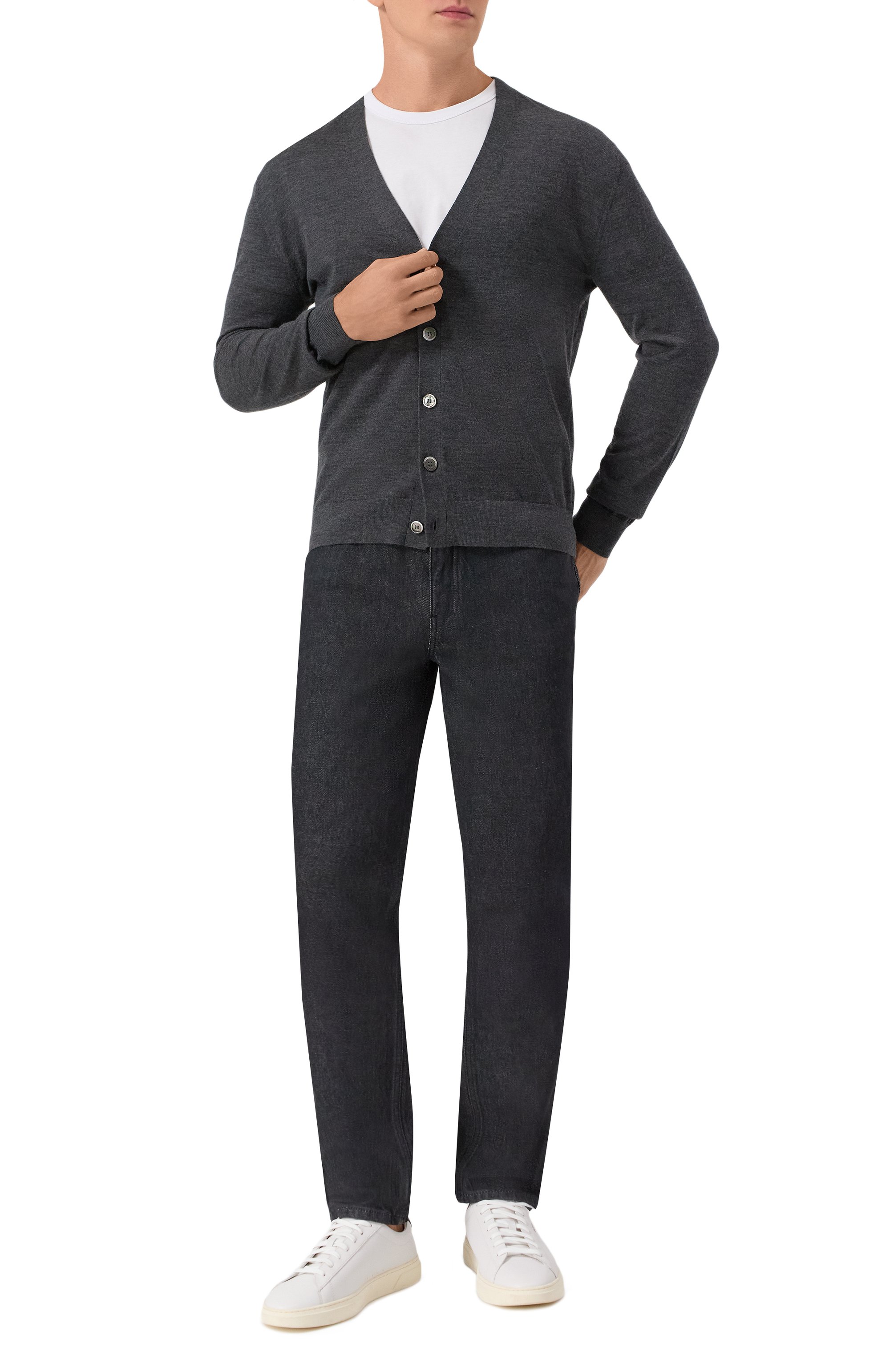 Кардиган из шерсти и шелка 12 STOREEZ темно-серого цвета по цене 19000 руб., арт. 126560, фото 2 Кардиган из шерсти и шелка 12 STOREEZ, арт. 126560, фото 2