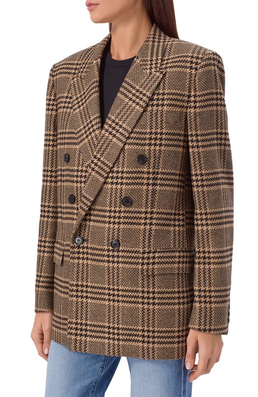 Жакет из шелка и кашемира Saint Laurent 837047/Y3J67 Бежевый  837047/Y3J67 Фото 3