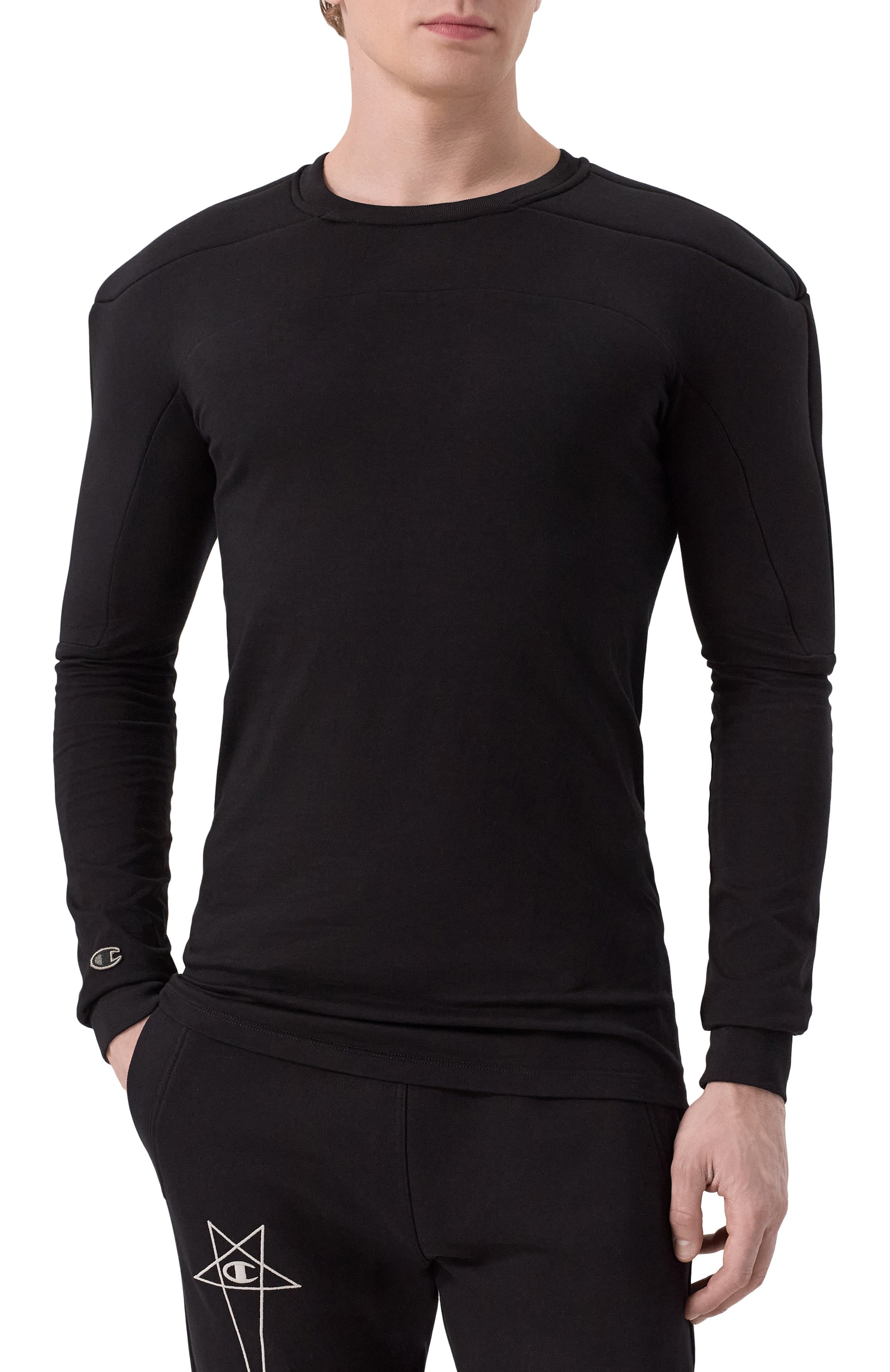 Хлопковый лонг�слив rick owens x champion RICK OWENS, арт. CM01E1707/CHJG, фото 3