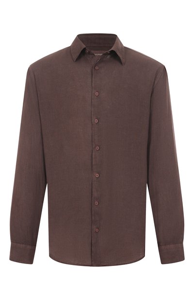 Льняная рубашка INLINUM темно-коричневого цвета по цене 26350 руб., арт. VALENTIN0_21, фото 1 Льняная рубашка INLINUM, арт. VALENTIN0_21, фото 1