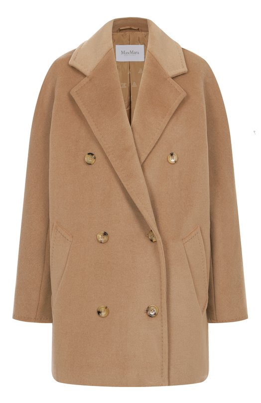 Полупальто из шерсти и кашемира Max Mara REBUS Бежевый REBUS