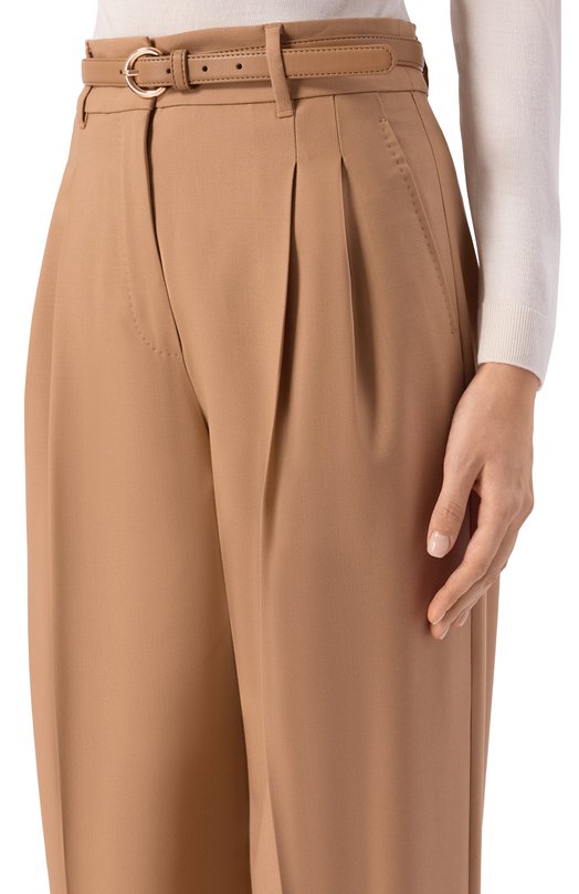 Шерстяные брюки Max Mara Studio ENTRATA Бежевый  ENTRATA Фото 5