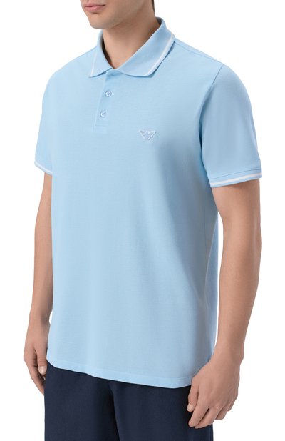 Хлопковое поло EMPORIO ARMANI голубого цвета по цене 13400 руб., арт. EM001380/AF20424, фото 3 Хлопковое поло EMPORIO ARMANI, арт. EM001380/AF20424, фото 3