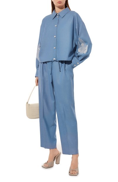 Брюки из шелка и шерсти AKHMADULLINA голубого цвета по цене 49900 руб., арт. 1123.3B003/S421, фото 2 Брюки из шелка и шерсти AKHMADULLINA, арт. 1123.3B003/S421, фото 2