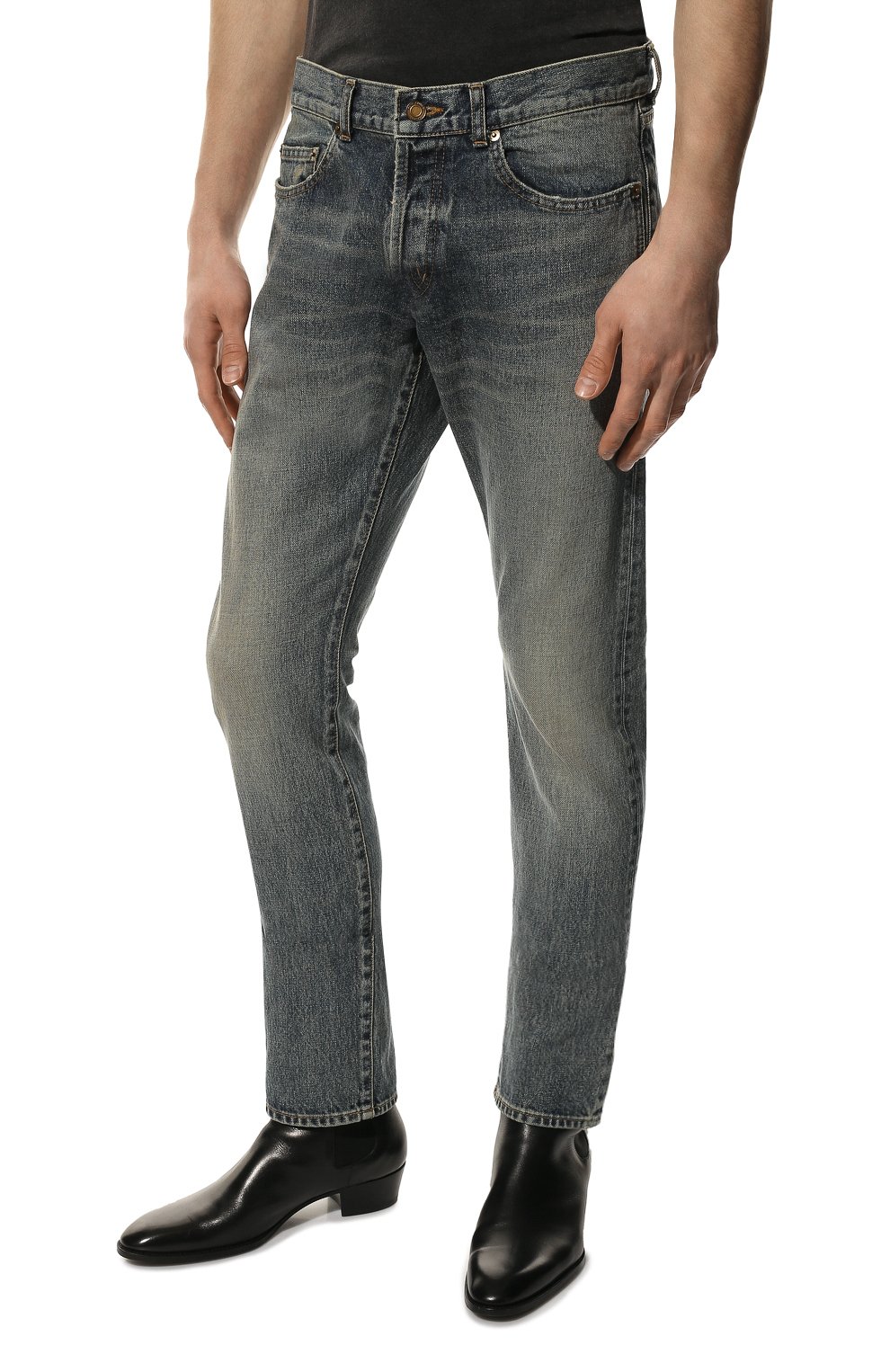 Джинсы SAINT LAURENT синего цвета по цене 65000 руб., арт. 597052/Y502V, фото 3 Джинсы SAINT LAURENT, арт. 597052/Y502V, фото 3