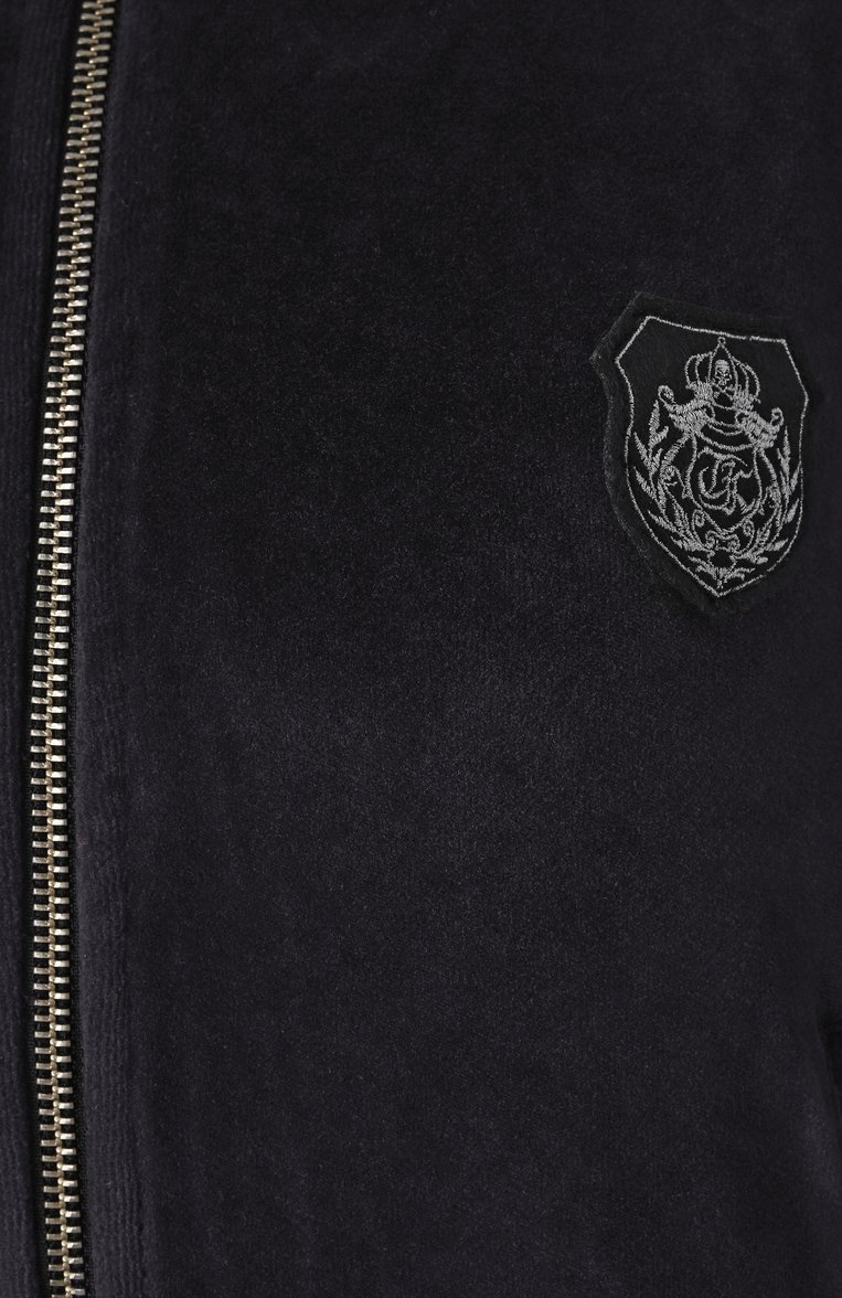 Женский бархатная толстовка THE KOOPLES черного цвета, арт. FSWE29011K | Фото 6 (Материал внешний: Хлопок; Рукава: Длинные; Длина (для топов): Стандартные; Женское Кросс-КТ: Кардиган-одежда; Стили: Спорт-шик)