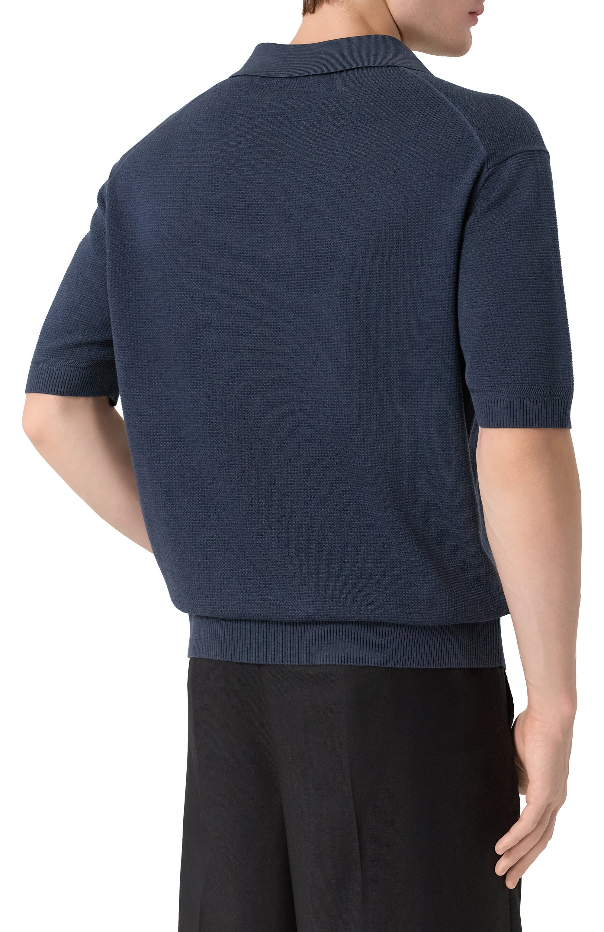 Поло из шелка и хлопка TOM FORD темно-синего цвета по цене 151500 руб., арт. KPS005/YMS013F23, фото 4 Поло из шелка и хлопка TOM FORD, арт. KPS005/YMS013F23, фото 4