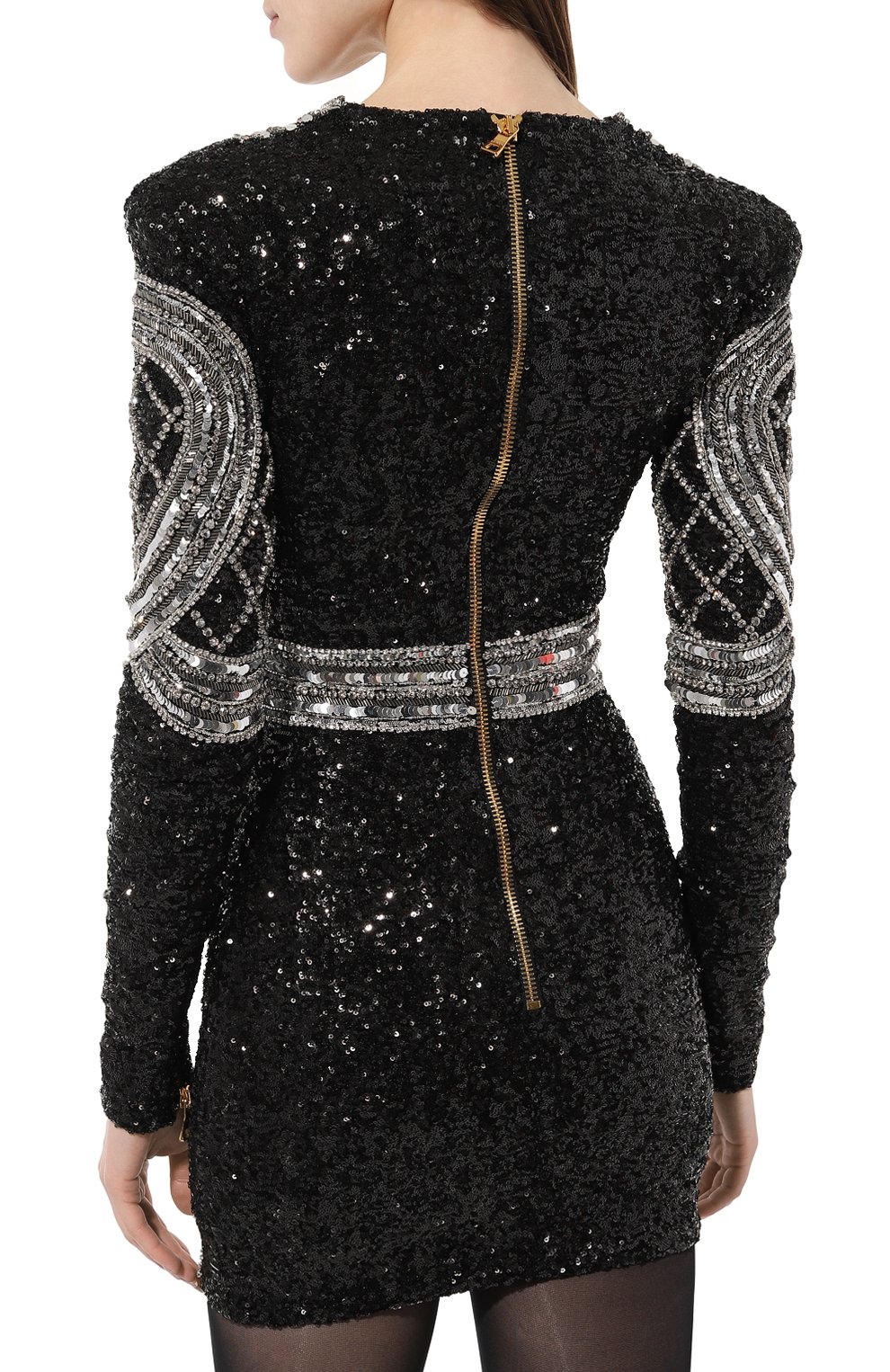 Платье с отделкой стразами и пайетками BALMAIN, арт. AF0R8550PB82, фото 4