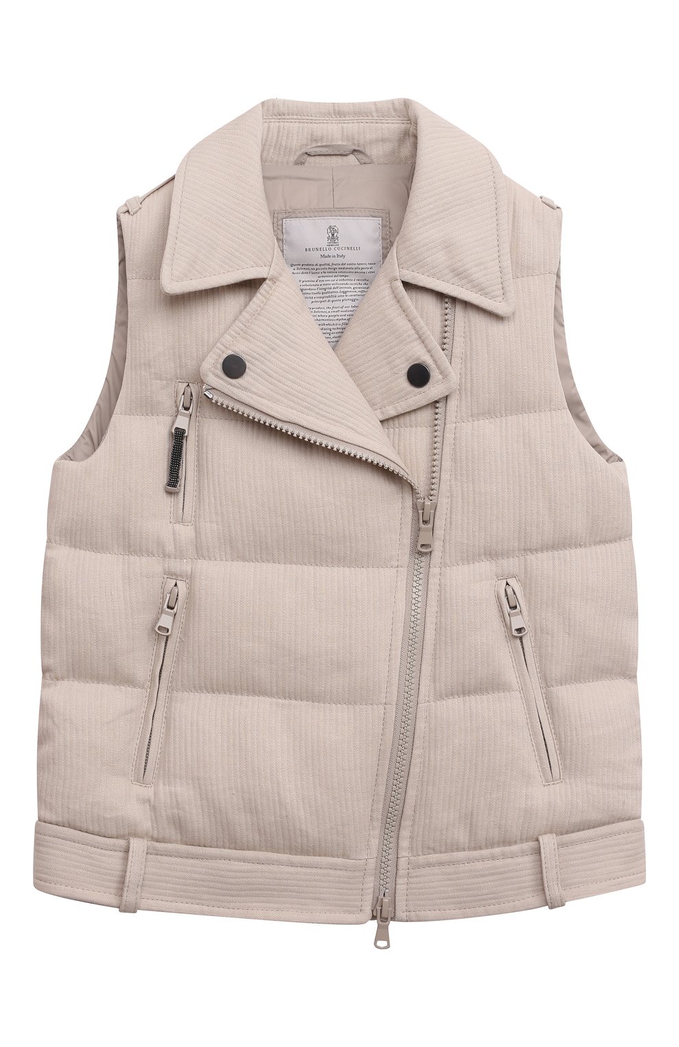 Пуховый жилет BRUNELLO CUCINELLI бежевого цвета по цене 92500 руб., арт. BH587J025C, фото 1 Пуховый жилет BRUNELLO CUCINELLI, арт. BH587J025C, фото 1