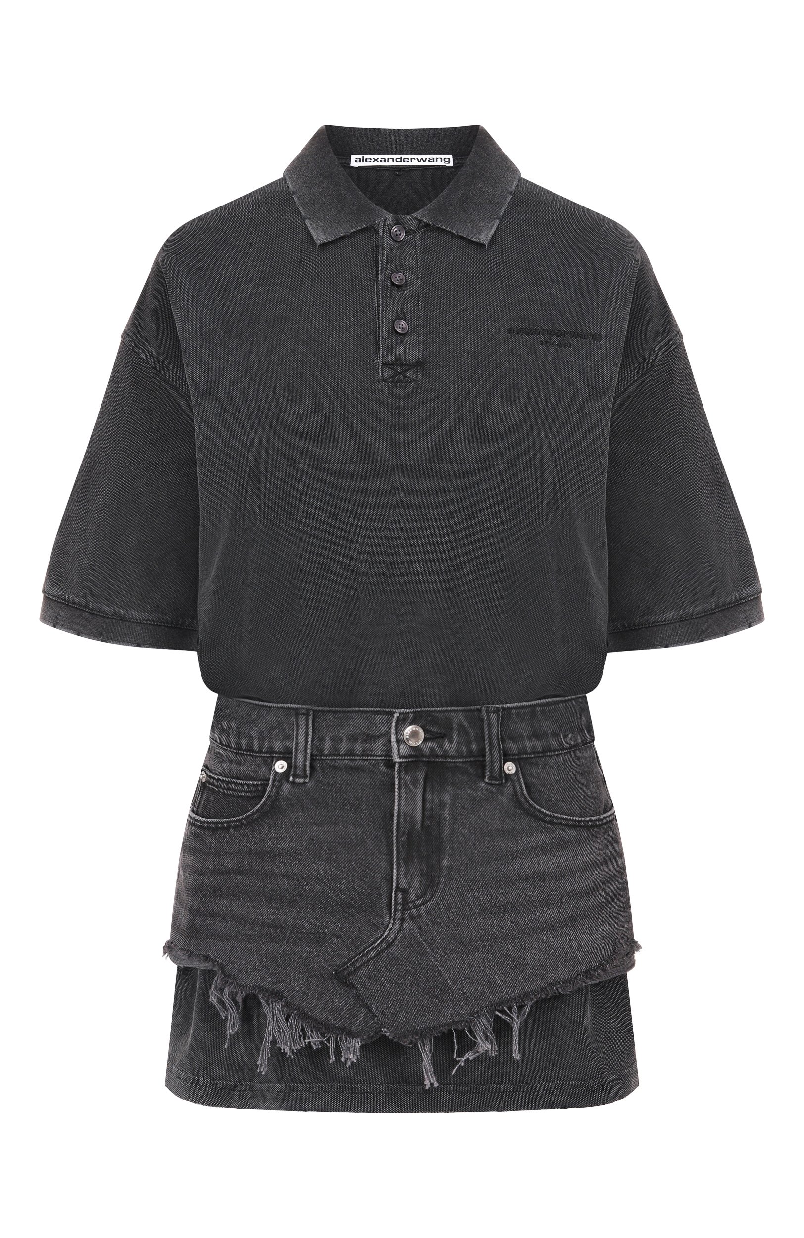 Комбинированное платье ALEXANDER WANG темно-серого цвета по цене 89950 руб., арт. 4DC3266122, фото 1 Комбинированное платье ALEXANDER WANG, арт. 4DC3266122, фото 1
