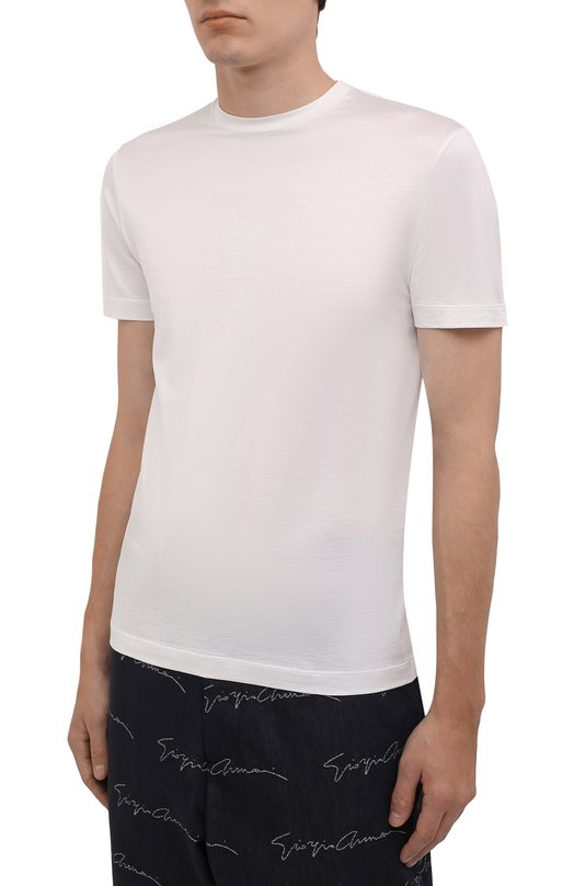 Футболка из шелка и хлопка Giorgio Armani 3KSM77/SJZHZ Белый  3KSM77/SJZHZ Фото 3