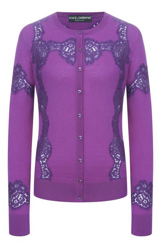 Кардиган из шерсти и хлопка Dolce & Gabbana FXV05T/JDVCS Фиолетовый FXV05T/JDVCS