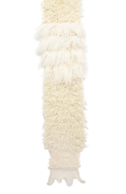 Шерстяной шарф Ann Demeulemeester B0013611/KN082 Кремовый  B0013611/KN082 Фото 4