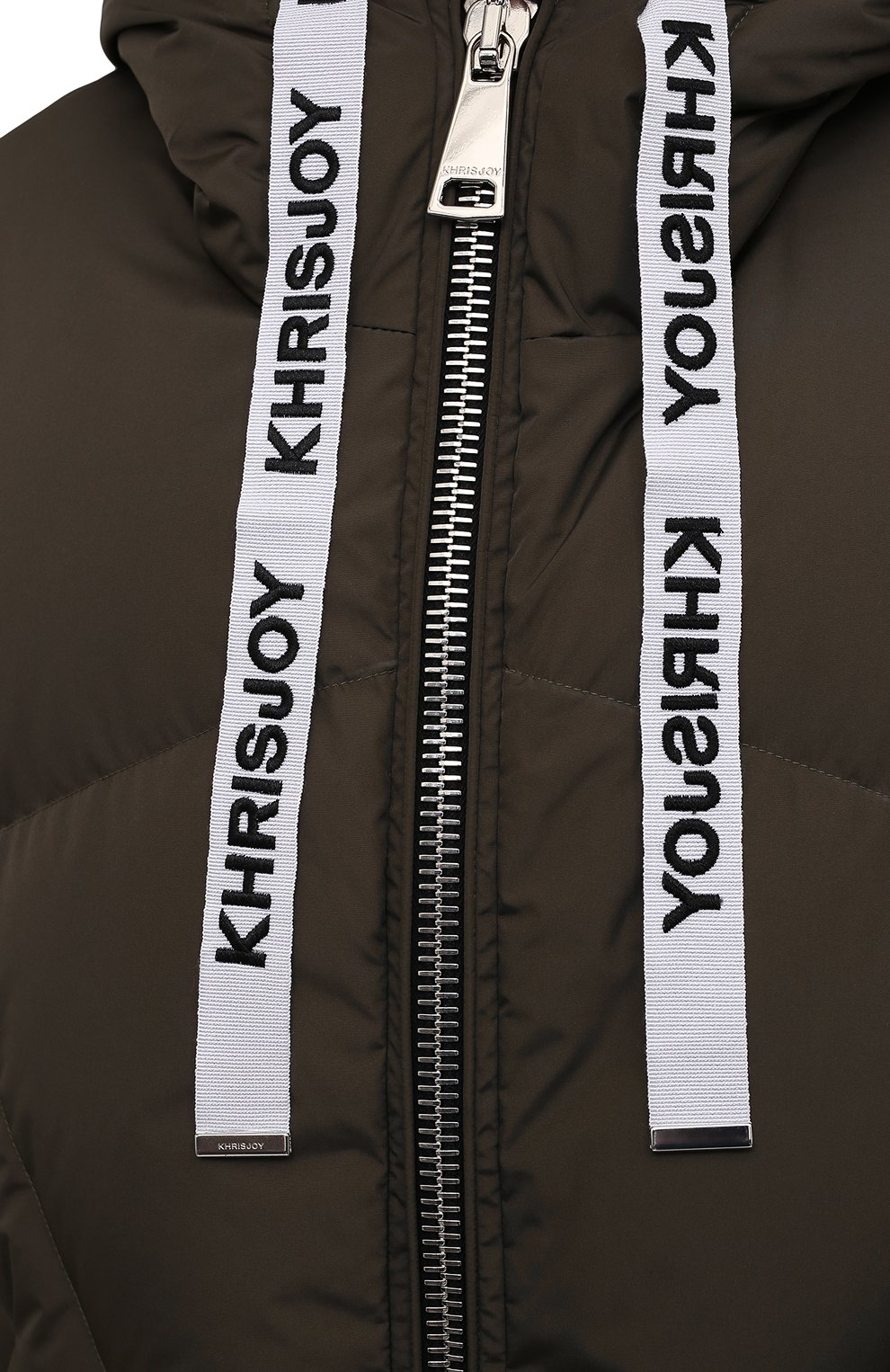 Пуховик с капюшоном KHRISJOY хаки цвета по цене 193000 руб., арт. AFPW001/NY, фото 5 Пуховик с капюшоном KHRISJOY, арт. AFPW001/NY, фото 5