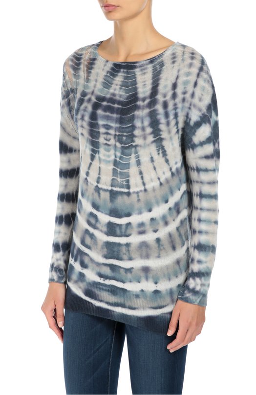 Удлиненный пуловер с контрастным принтом Raquel Allegra Голубой, фото 3