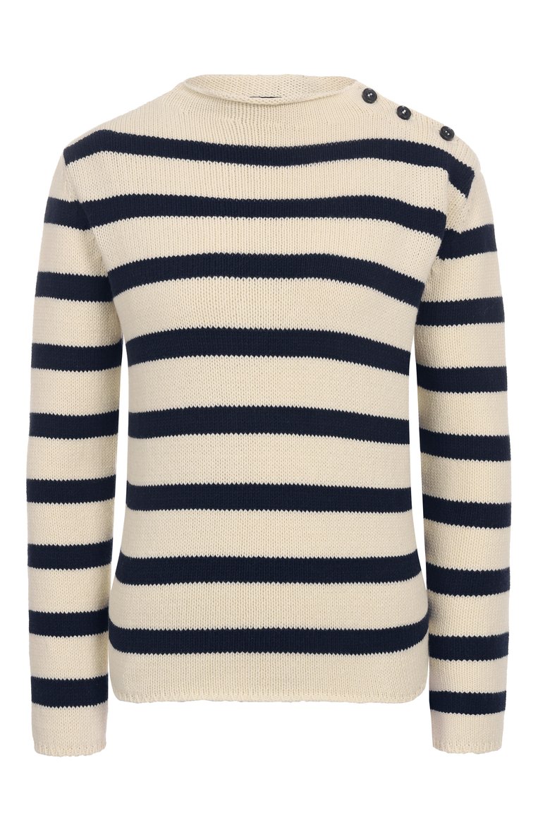 Женский свитер WEEKEND MAX MARA кремового цвета, арт. VIB0 | Фото 1 (Длина (для топов): Стандартные; Материал внешний: Хлопок, Синтетический материал; Автоматизация состава: Проставлено; Автоматизация ТО: Проставлено; Рукава: Длинные; Женское Кросс-КТ: Свитер-одежда; Стили: Кэжуэл)