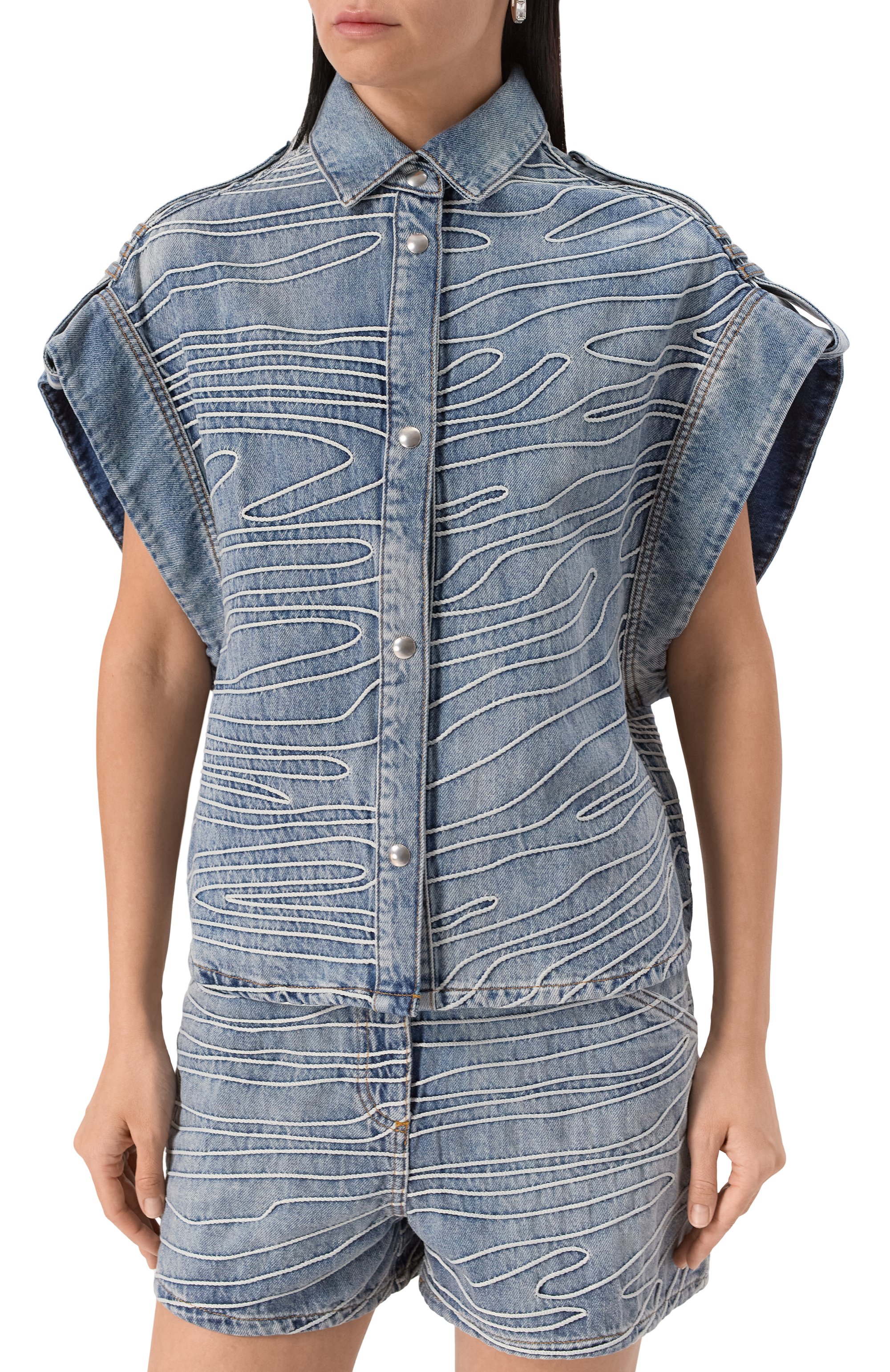 Джинсовый жилет IRO голубого цвета по цене 52750 руб., арт. WM100VALENTINA, фото 3 Джинсовый жилет IRO, арт. WM100VALENTINA, фото 3